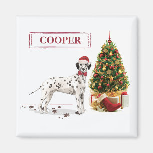 Funny Christmas Dalmatian Dog and Tree Magnet