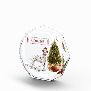 Funny Christmas Dalmatian Dog and Tree Photo Block