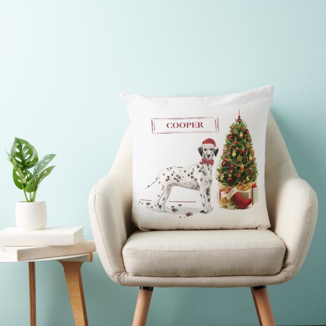 Funny Christmas Dalmation Dog and Tree Cushion (Chair)