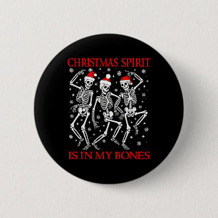 Funny Christmas Dancing Skeletons Christmas Spirit 6 Cm Round Badge