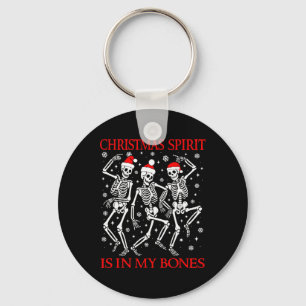 Funny Christmas Dancing Skeletons Christmas Spirit Key Ring