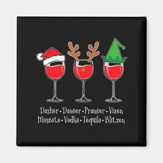 Funny Christmas Dasher Dancer Prancer Vixen Whiske Magnet (Front)