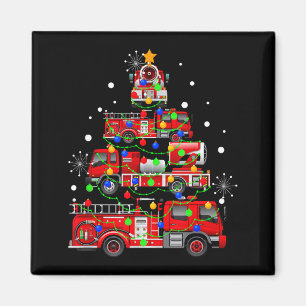 Funny Christmas Decor Firefighter Truck Christmas Magnet