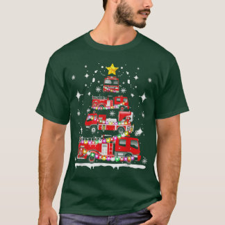Funny Christmas Decor Firefighter Truck Christmas T-Shirt