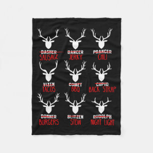 Funny Christmas Deer Hunters All Of Santa's Reinde Fleece Blanket