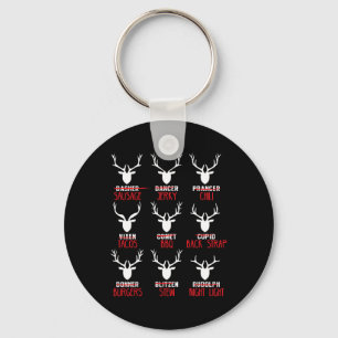 Funny Christmas Deer Hunters All Of Santa's Reinde Key Ring