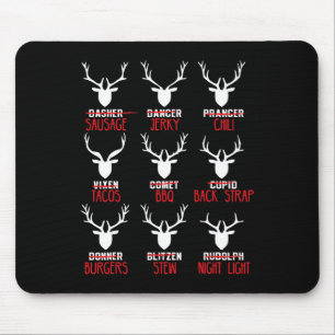 Funny Christmas Deer Hunters All Of Santa's Reinde Mouse Pad
