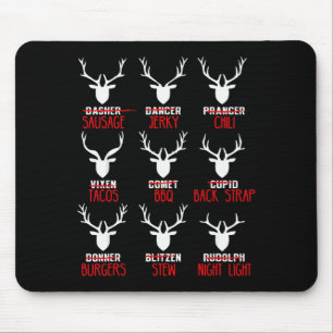 Funny Christmas Deer Hunters All Of Santa's Reinde Mouse Pad
