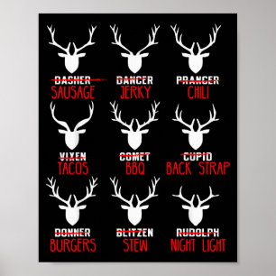 Funny Christmas Deer Hunters All Of Santa's Reinde Poster