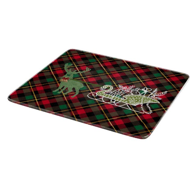 funny Christmas Deer Topiary Sleigh  Cutting Board (Corner)