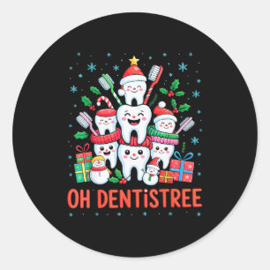 Funny Christmas Dentist Xmas Dental Oh Dentistree  Classic Round Sticker