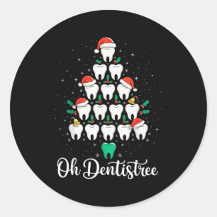 Funny Christmas Dentist Xmas Dental Oh Dentistree  Classic Round Sticker