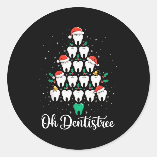 Funny Christmas Dentist Xmas Dental Oh Dentistree  Classic Round Sticker (Front)