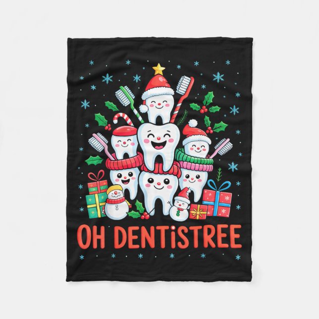 Funny Christmas Dentist Xmas Dental Oh Dentistree  Fleece Blanket (Front)