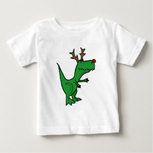 Funny Christmas Dinosaur as Reindeer Baby T-Shirt