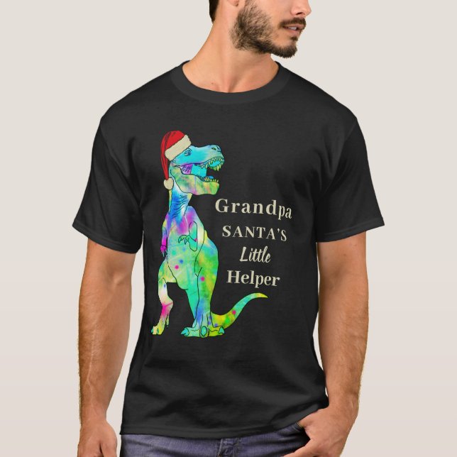 Funny Christmas Dinosaur Grandpa Quote T-Shirt (Front)