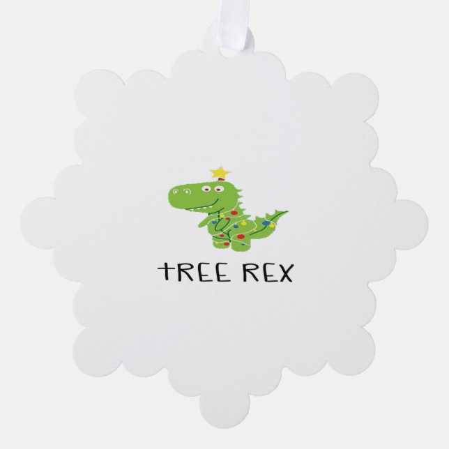 Funny Christmas Dinosaur Tree Rex  4 Decoration Card (Front)