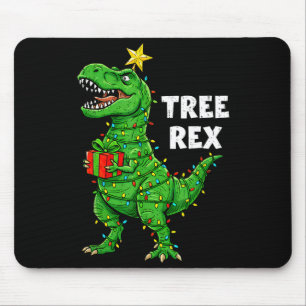 Funny christmas dinosaur tree rex dino santa xmas mouse pad