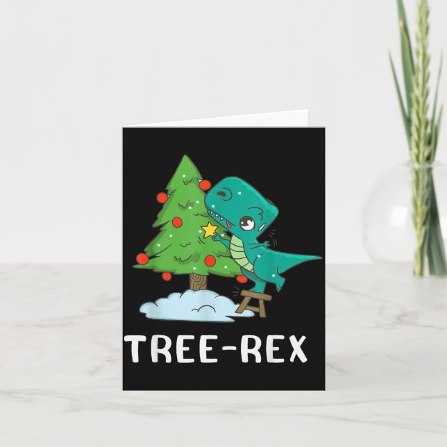 Funny Christmas Dinosaurs Christmas Tree Rex Cute  Card (Front)