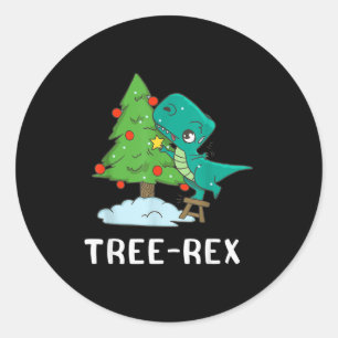 Funny Christmas Dinosaurs Christmas Tree Rex Cute  Classic Round Sticker