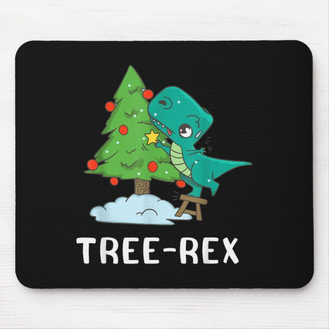 Funny Christmas Dinosaurs Christmas Tree Rex Cute  Mouse Pad (Front)