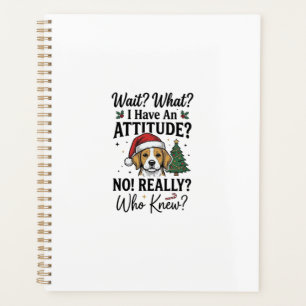 Funny Christmas Dog Attitude Vintage Engraving Shi Planner