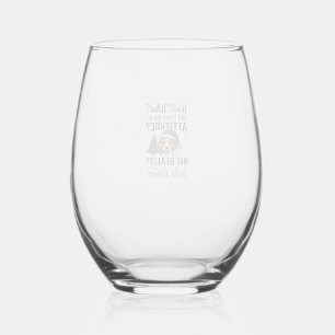 Funny Christmas Dog Attitude Vintage Engraving Shi Stemless Wine Glass