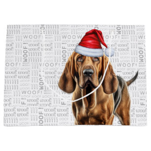 Funny Christmas Dog Bloodhound Lover Holiday Large Gift Bag
