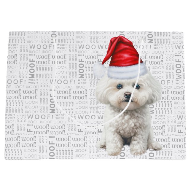 Funny Christmas Dog Coton de Tulear Holiday Large Gift Bag (Front)