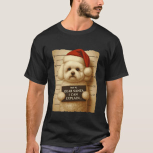 Funny Christmas Dog - Cute Bichon Frise 1 Santa Ha T-Shirt
