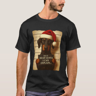 Funny Christmas Dog - Cute Doberman Santa Hat Tee