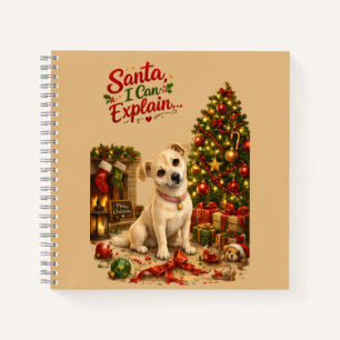 Funny Christmas Dog Illustration Notebook