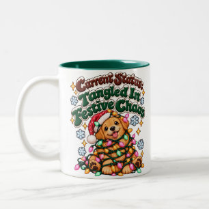 Funny Christmas Dog Lights Sarcastic Winter Two-Tone Coffee Mug