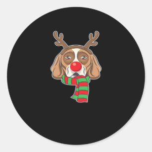 Funny Christmas Dog Xmas Reindeer Beagle Holiday G Classic Round Sticker