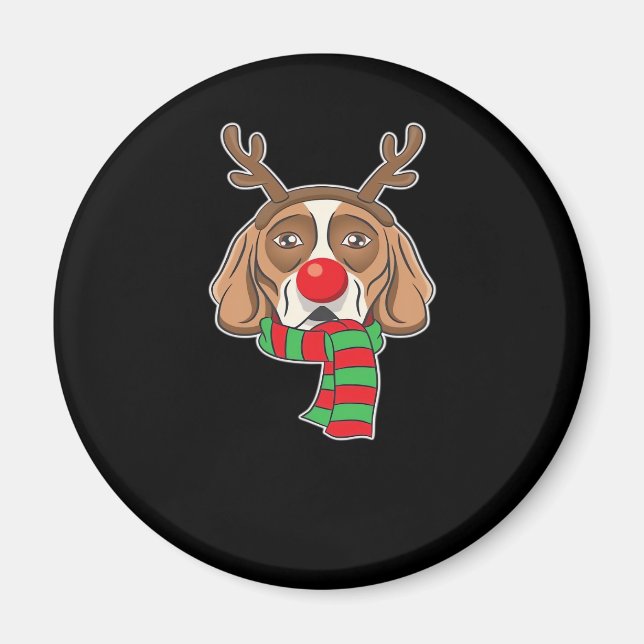 Funny Christmas Dog Xmas Reindeer Beagle Holiday G Magnet (Front)