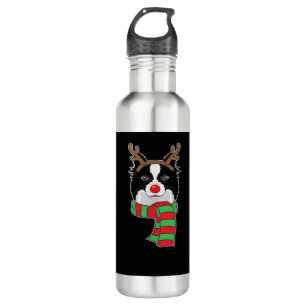 Funny Christmas Dog Xmas Reindeer Border Collie Ho 710 Ml Water Bottle