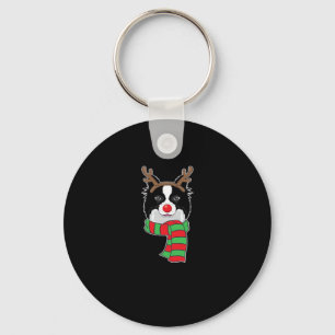 Funny Christmas Dog Xmas Reindeer Border Collie Ho Key Ring