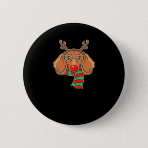 Funny Christmas Dog Xmas Reindeer Dachshund Holida 6 Cm Round Badge
