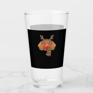 Funny Christmas Dog Xmas Reindeer Dachshund Holida Glass