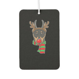 Funny Christmas Dog Xmas Reindeer Doberman Holiday Car Air Freshener