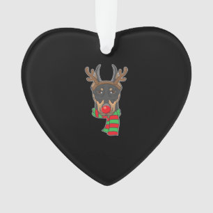 Funny Christmas Dog Xmas Reindeer Doberman Holiday Ornament