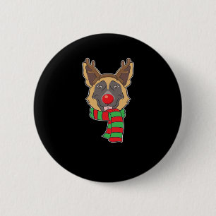 Funny Christmas Dog Xmas Reindeer German Shepherd  6 Cm Round Badge