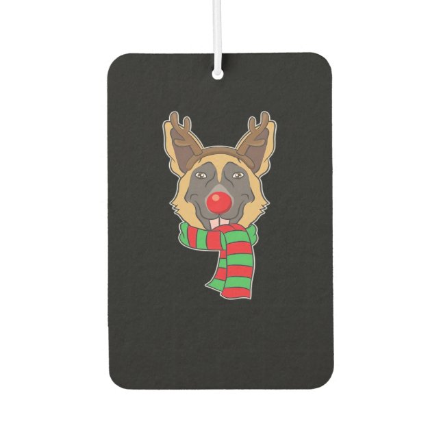 Funny Christmas Dog Xmas Reindeer German Shepherd  Car Air Freshener (Front)