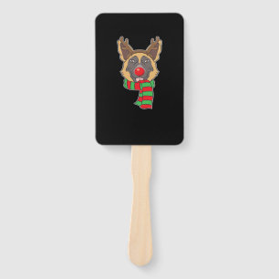 Funny Christmas Dog Xmas Reindeer German Shepherd  Hand Fan