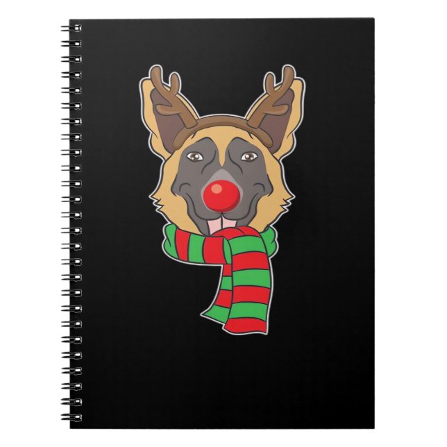 Funny Christmas Dog Xmas Reindeer German Shepherd  Notebook (Front)