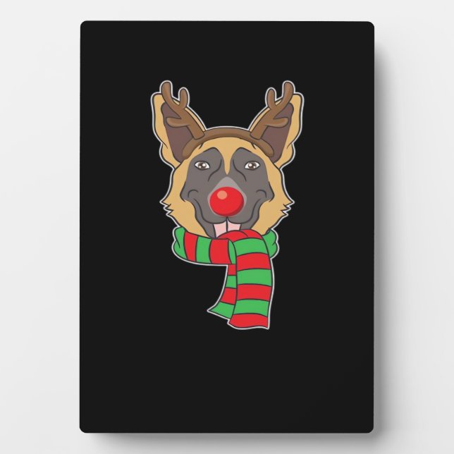 Funny Christmas Dog Xmas Reindeer German Shepherd  Plaque (Front)