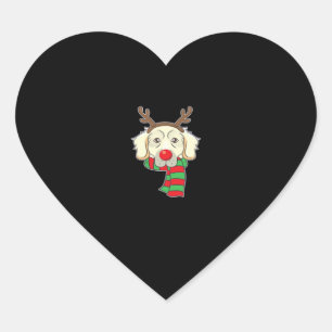Funny Christmas Dog Xmas Reindeer Golden Retriever Heart Sticker