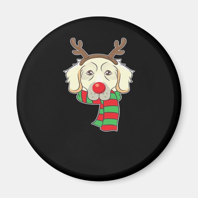 Funny Christmas Dog Xmas Reindeer Golden Retriever Magnet (Front)