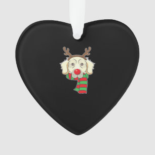 Funny Christmas Dog Xmas Reindeer Golden Retriever Ornament