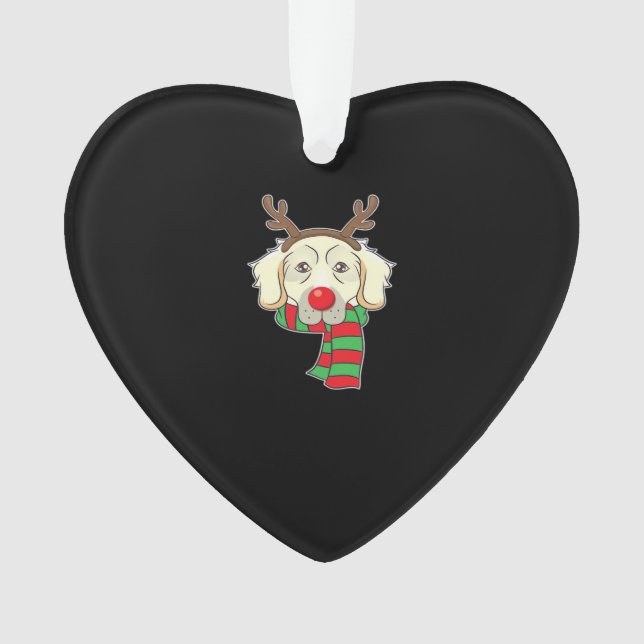 Funny Christmas Dog Xmas Reindeer Golden Retriever Ornament (Front)